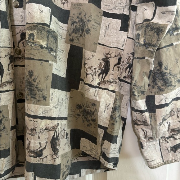 Vintage 90s Y2K Columbia Patchwork Graphic Deer Long-Sleeve Button-Down Shirt - Picture 8 of 15